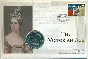Гибралтар, 2001,1 крона, Викторианский век.Ч.Диккенс, конверт Мэн